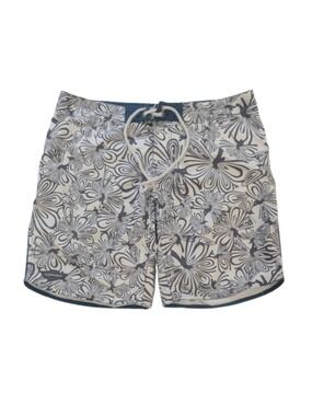 SIMS Womens Board Shorts 11 Floral Teal Gray Y2K Surf Skater Swim Beach Lace Up